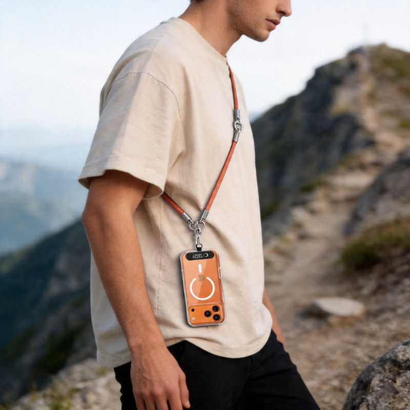 Tech-Protect C10S Rope Crossbody & Wrist telefonirihmade komplekt, oranž/titaan