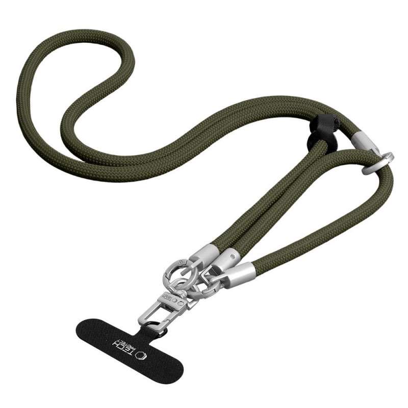 Tech-Protect C10S Rope Crossbody & Wrist telefonirihmade komplekt, oliivroheline/titaan
