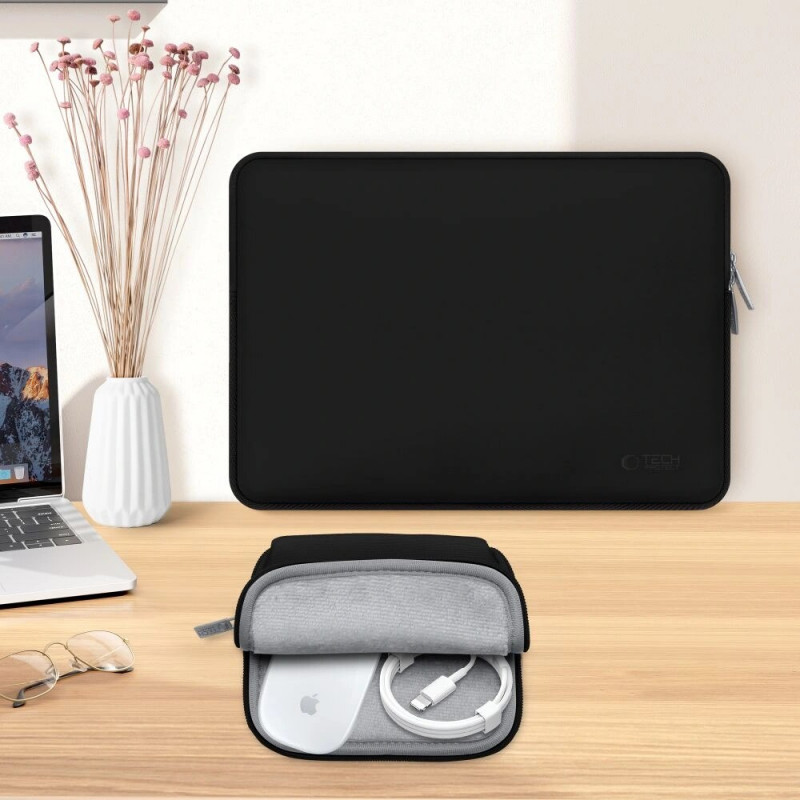 Tech-Protect NeoSlim THP3383 sülearvuti 13-14 tolli ümbris tarvikukotiga, must