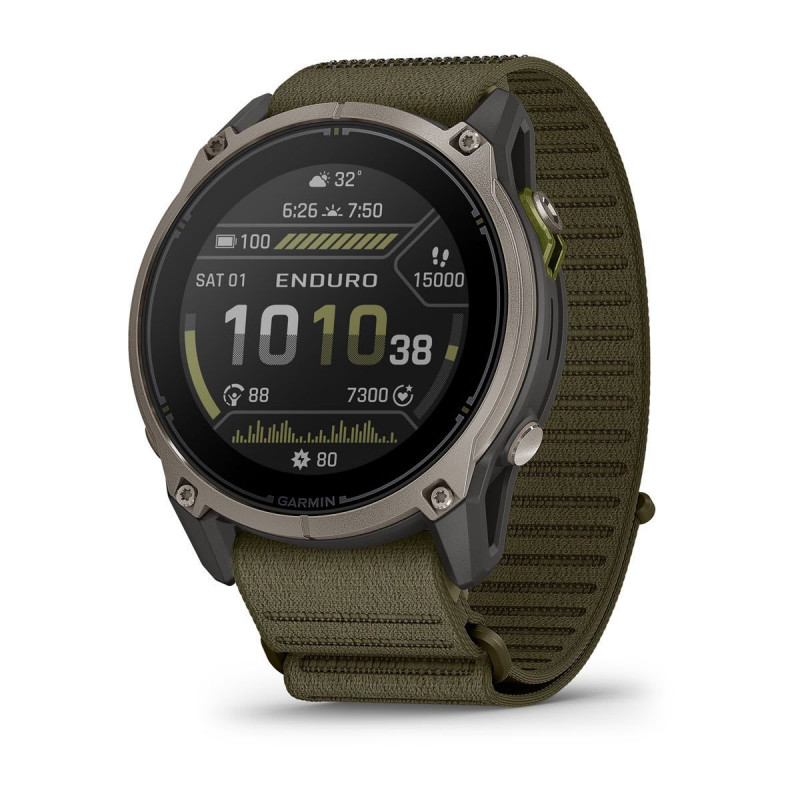Garmin Enduro 4 GPS-nutikell tumeoliiviva ComfortFit riidest rihmaga (010-04799-01)