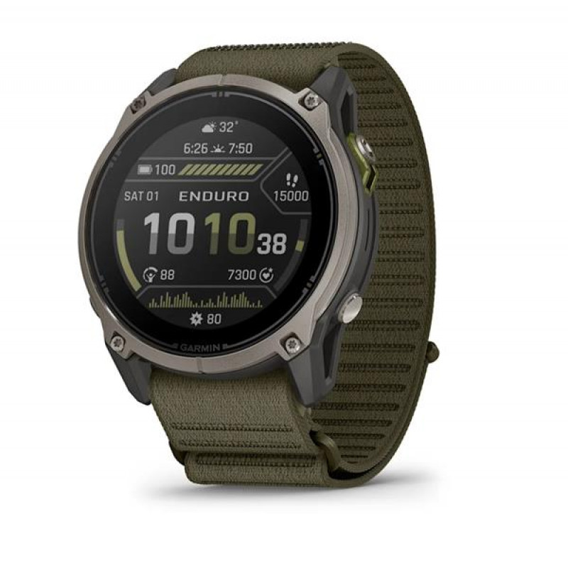 Garmin Enduro 4 GPS-nutikell tumeoliiviva ComfortFit riidest rihmaga (010-04799-01)