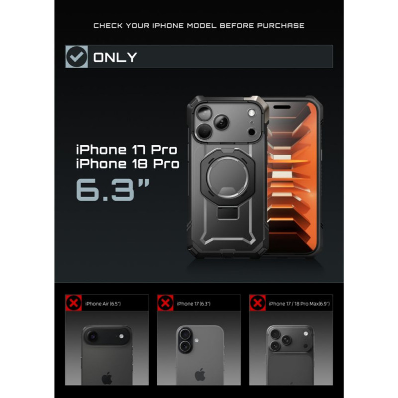 Supcase UB Grip Mag MagSafe ümbris Apple iPhone 17 Pro / 18 Pro, must