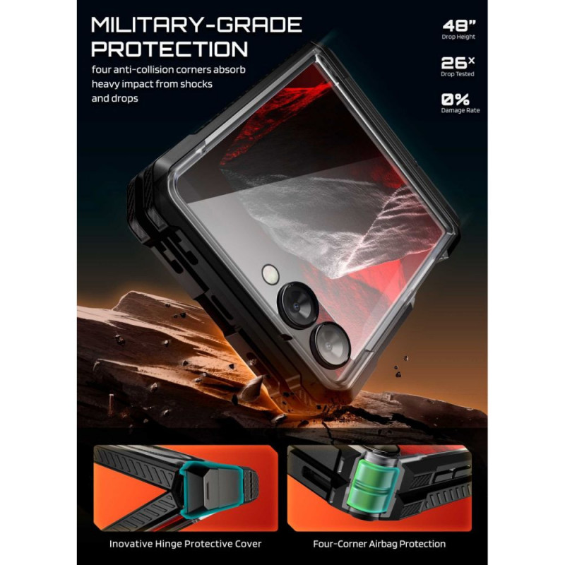Supcase Unicorn Beetle Grip Mag MagSafe ümbris Samsung Galaxy Z Flip 8 jaoks, must