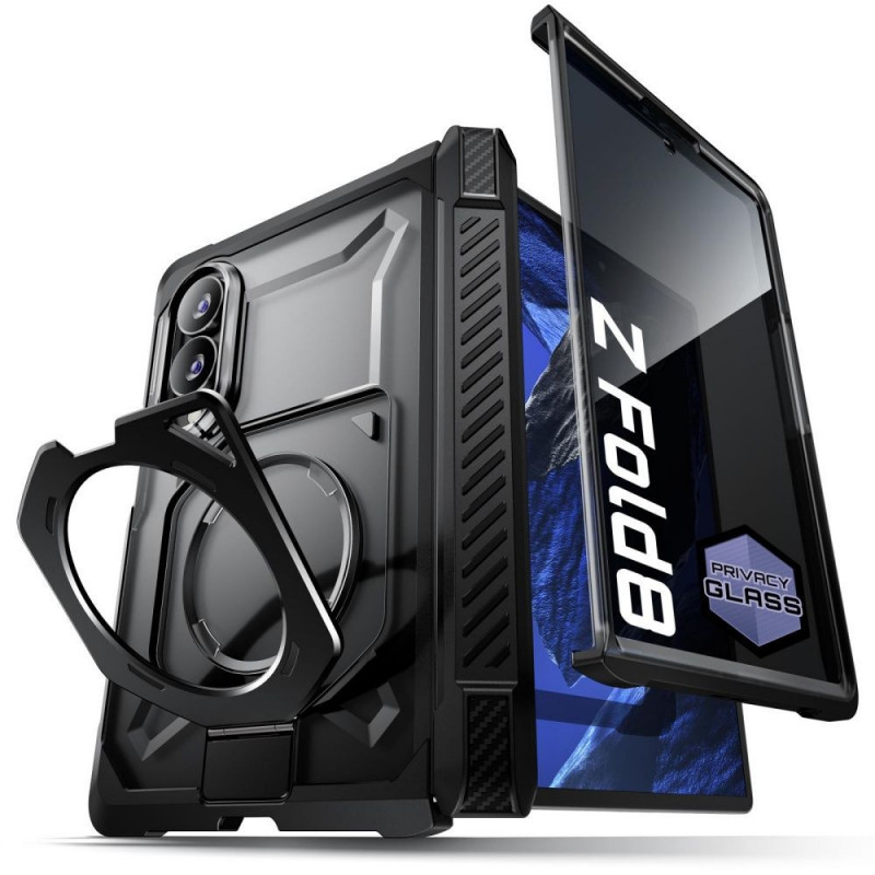 Supcase UB Grip Mag MagSafe Privacy klaasiga ümbris Samsung Galaxy Z Fold 8 jaoks, must