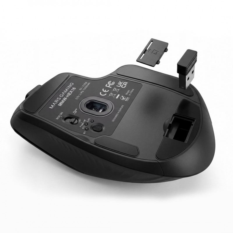 Tacens Mars Gaming MMW-HEX16 juhtmevaba mänguhiir, 24000 DPI, Bluetooth 5.2, 2.4 GHz