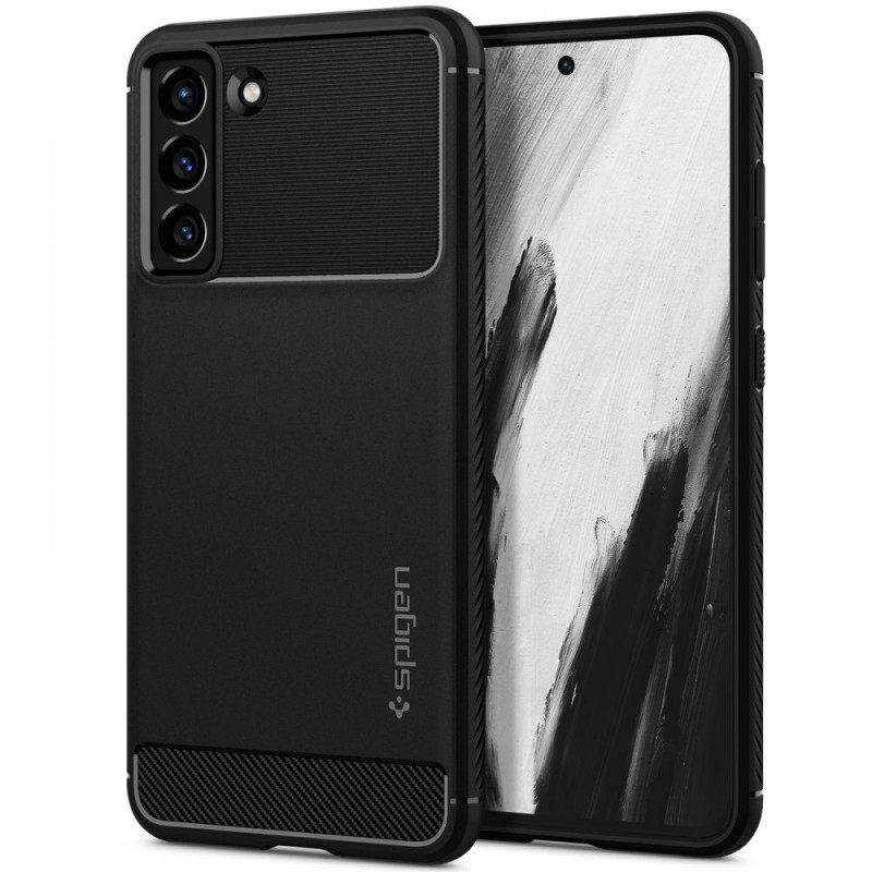 Spigen Rugged Armor ümbris Samsung Galaxy S21 FE jaoks, mattmust