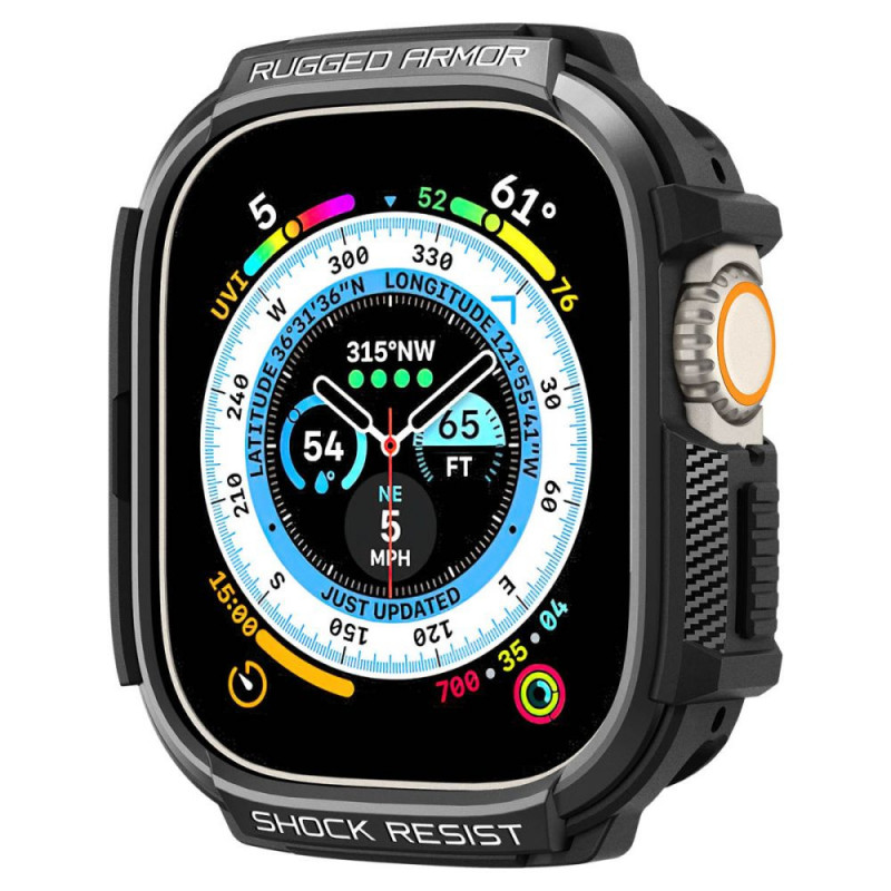 Spigen Rugged Armor kaitseümbris Apple Watch Ultra 49 mm, matt must