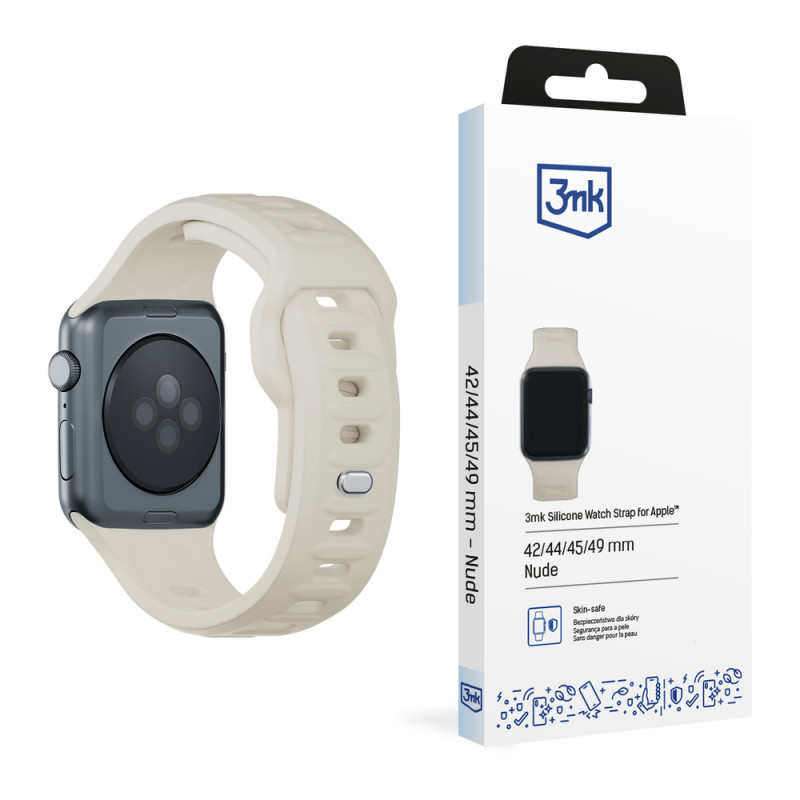 3mk silikoonist kellarihm Apple Watchile 42/44/45/49 mm, beež