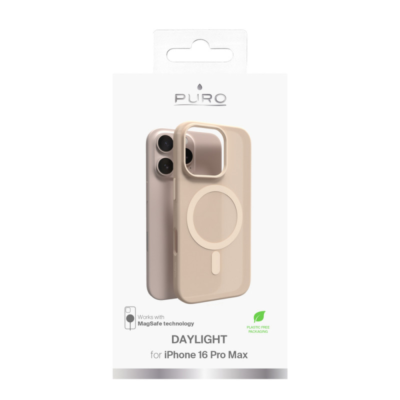 Puro Daylight MagSafe silikoonümbris iPhone 16 Pro Max jaoks, beež