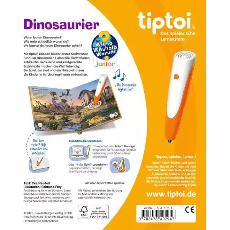 Ravensburger tiptoi Wieso? Weshalb? Warum? Junior dinosaurused (49294)