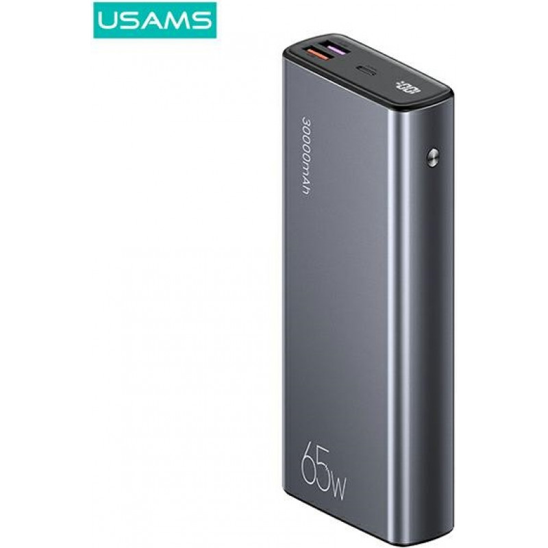 USAMS PB59 US-CD165 akupank 30000 mAh, 65 W, 2x QC3.0 + PD, must, USB-C–USB-C kaabliga