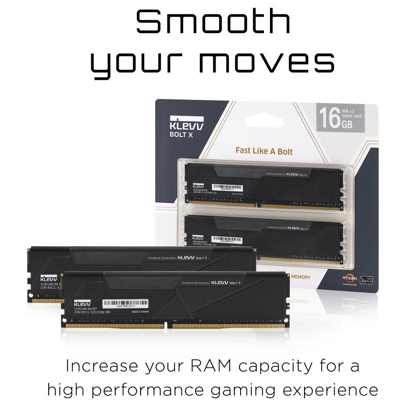 Klevv BOLT X KD48GU880-36A180U DDR4 mälukomplekt, 16 GB (2 x 8 GB), 3600 MHz