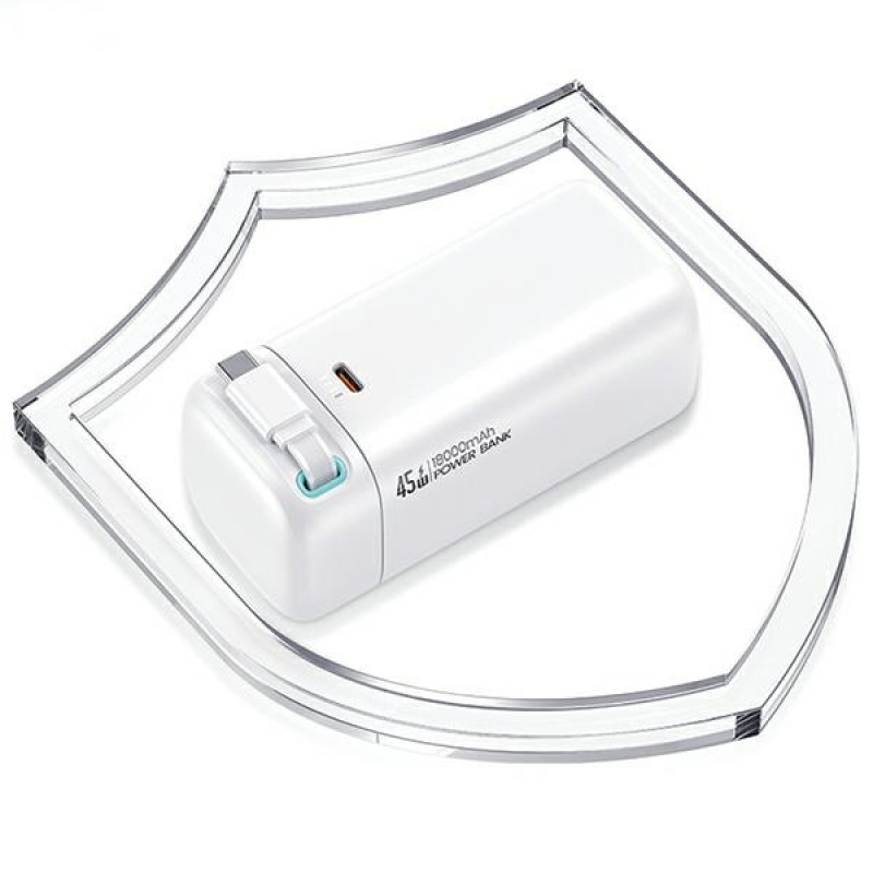 USAMS US-CD216 XMF Series kaasaskantav akupank 18000 mAh, PD 45W kiirlaadimine, USB-C kaabliga, must
