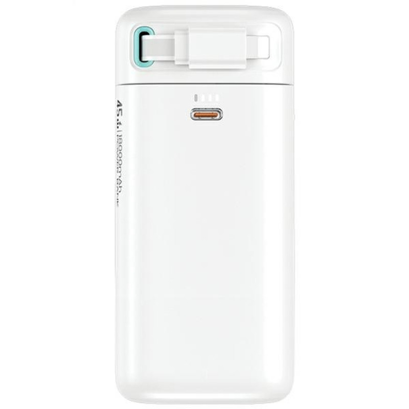 USAMS US-CD217 XMF Series kaasaskantav akupank 18000 mAh, PD 45W kiirlaadimine, Lightning-kaabliga, valge