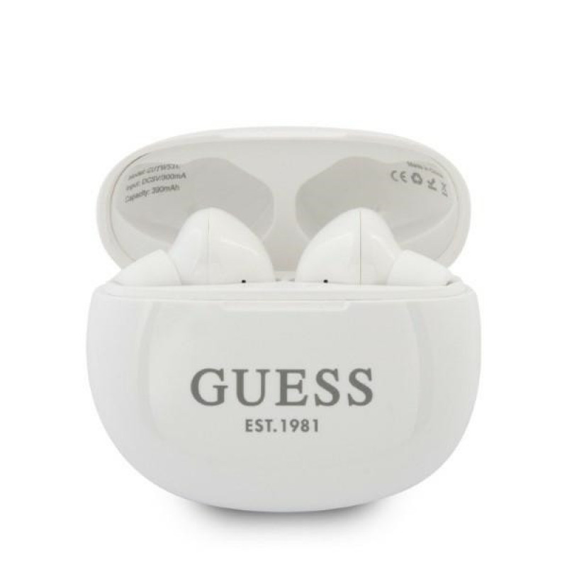Guess GUTWS1CWHTWS juhtmevabad kõrvasisesed kõrvaklapid dokkimisjaamaga, Bluetooth 5.0, valge