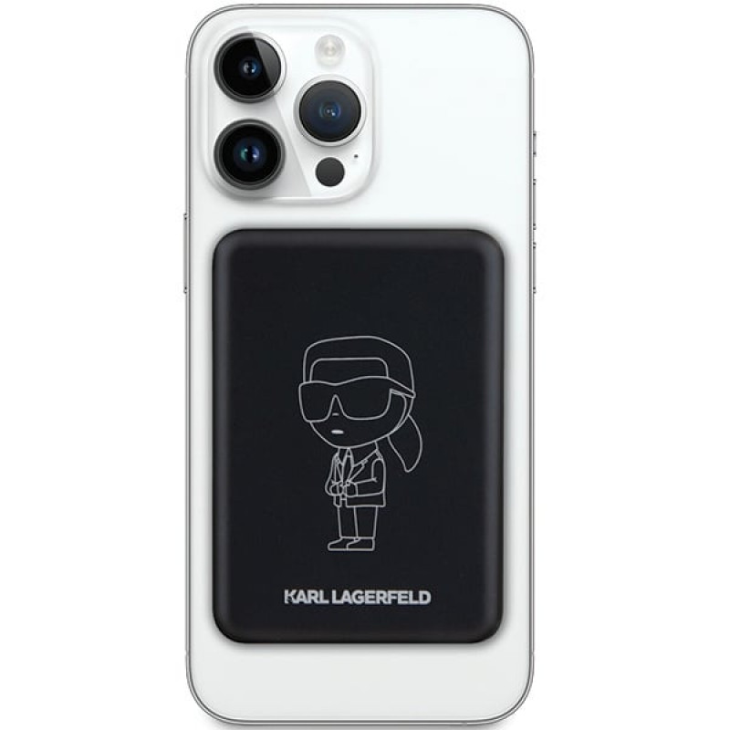 Karl Lagerfeld KLPBM5KIOTTGK induktsiooniga akupank 5000 mAh 15W, Outline Ikonik, MagSafe, must