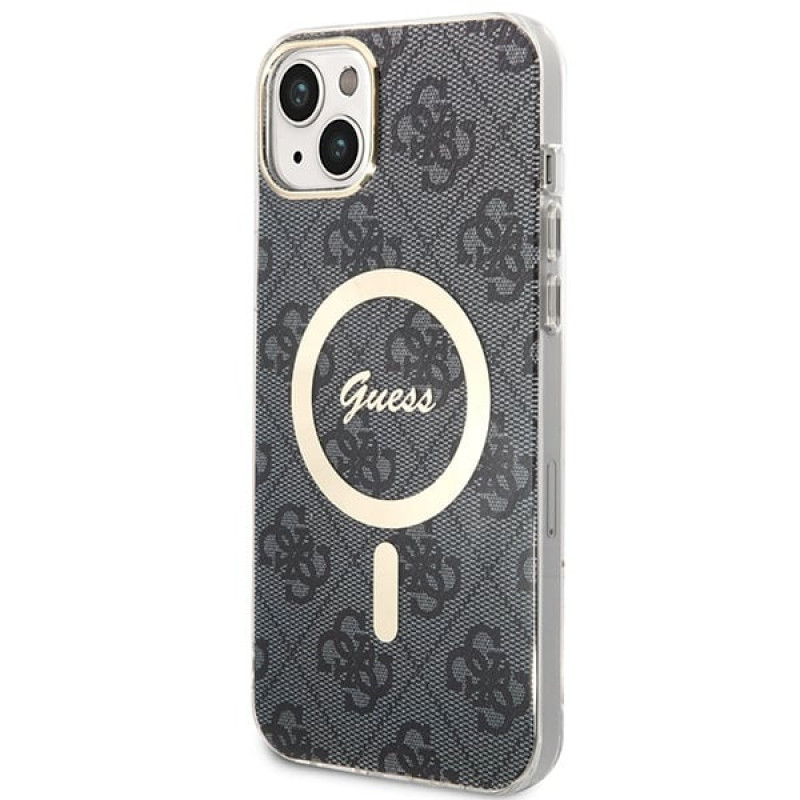 Guess GUBPP14SH4EACSK kõvakate Apple iPhone 14 jaoks + juhtmevaba laadija, 4G Print, MagSafe, must