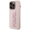 Karl Lagerfeld KLHCP15X3DMBKCPõhukest kõvakomplekti Apple iPhone 15 Pro Maxile, 3D Rubber Glitter Logo, roosa