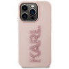 Karl Lagerfeld KLHCP15X3DMBKCPõhukest kõvakomplekti Apple iPhone 15 Pro Maxile, 3D Rubber Glitter Logo, roosa