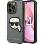 Karl Lagerfeld KLHCP14LSAPKHG kõvakate Apple iPhone 14 Pro jaoks, Saffiano Karl's Head Patch, hõbedane