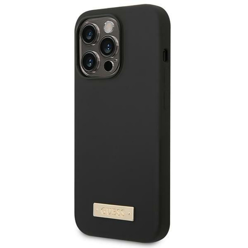Guess GUHMP14XSBPLK Apple iPhone 14 Pro Max kõvakate, Silicone Logo Plate MagSafe, must