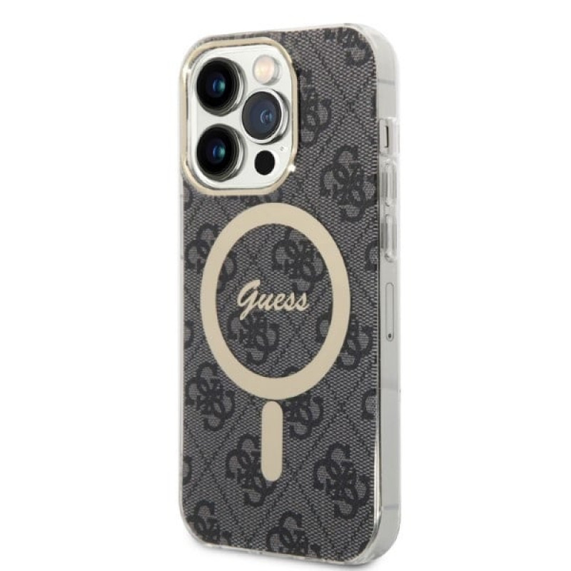 Guess GUBPP14XH4EACSK ümbris + juhtmeta laadija Apple iPhone 14 Pro Max must hardcase, 4G Print, MagSafe