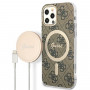 Guess GUBPP12MH4EACSW ümbris + juhtmeta laadija Apple iPhone 12 / iPhone 12 Pro pruun hardcase, 4G Print, MagSafe