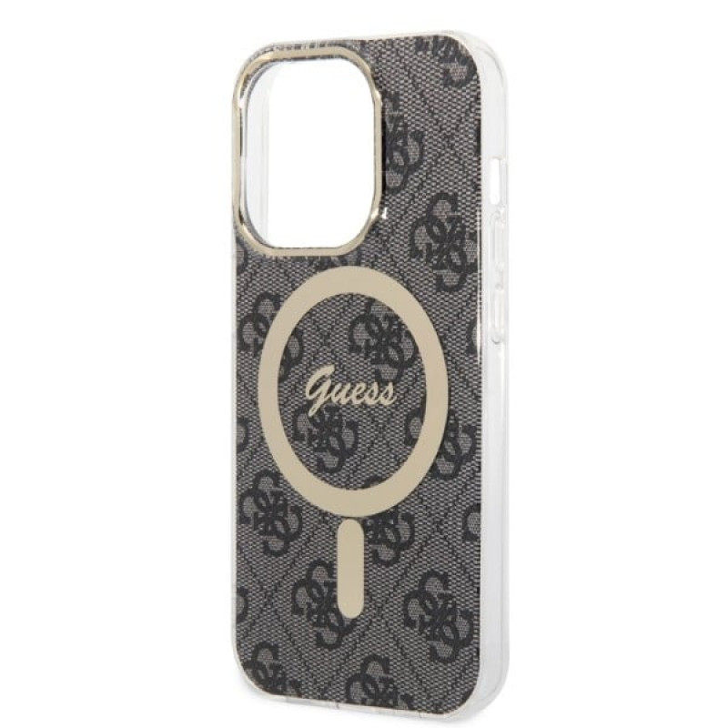 Guess GUBPP14LH4EACSK ümbris + juhtmeta laadija Apple iPhone 14 Pro must hardcase, 4G Print, MagSafe
