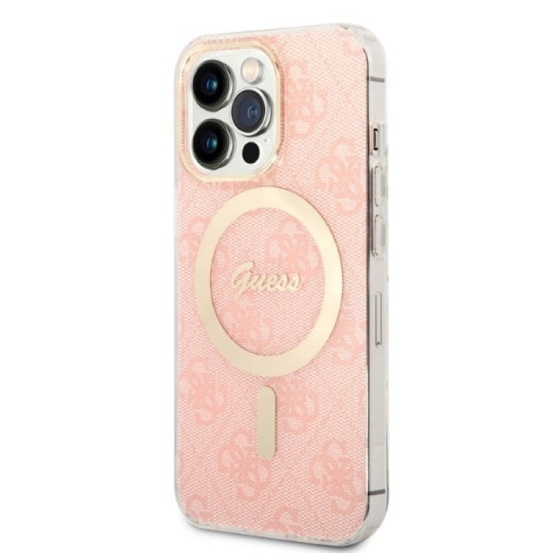 Guess GUBPP13LH4EACSP ümbris + juhtmevaba laadija Apple iPhone 13 Pro roosa kõvakate, 4G Print, MagSafe