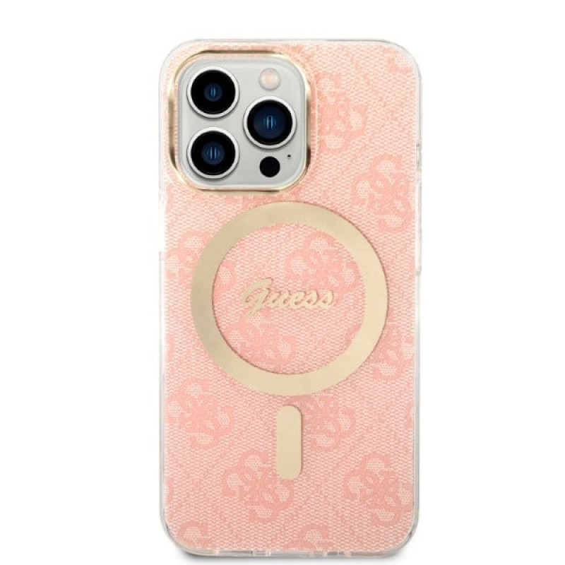 Guess GUBPP13LH4EACSP ümbris + juhtmevaba laadija Apple iPhone 13 Pro roosa kõvakate, 4G Print, MagSafe