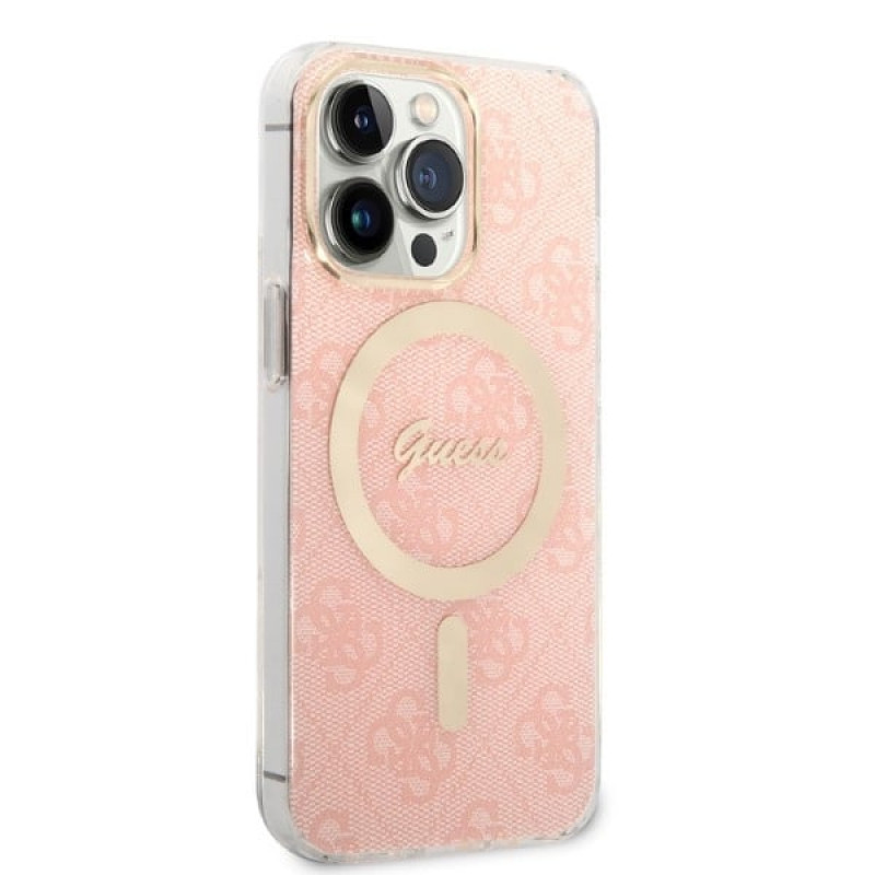 Guess GUBPP13LH4EACSP ümbris + juhtmevaba laadija Apple iPhone 13 Pro roosa kõvakate, 4G Print, MagSafe