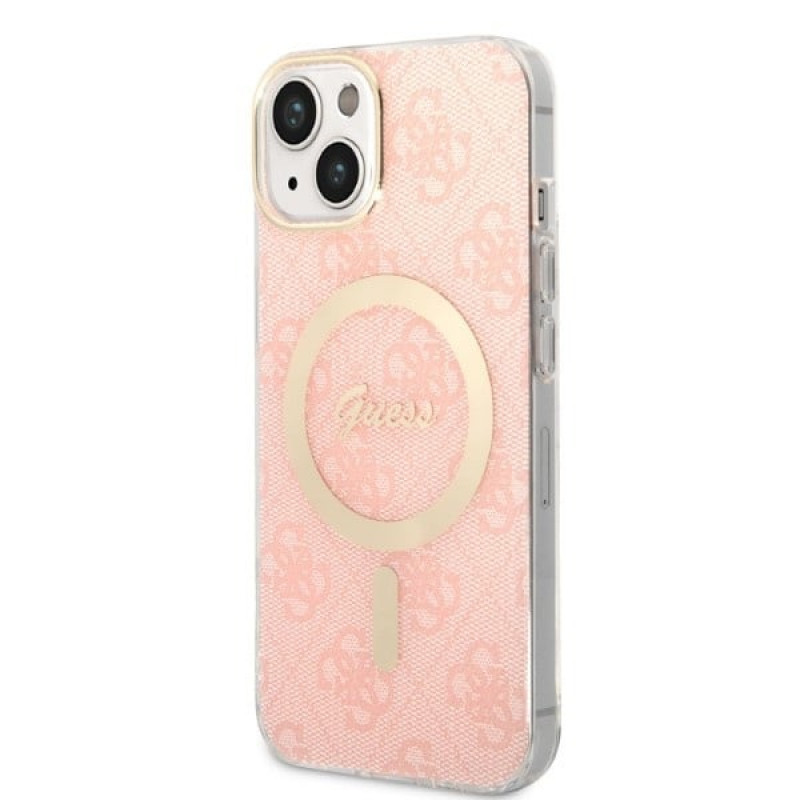 Guess GUBPP14MH4EACSP ümbris + juhtmeta laadija Apple iPhone 14 Plus / iPhone 15 Plus, roosa, kõvakest, 4G Print, MagSafe