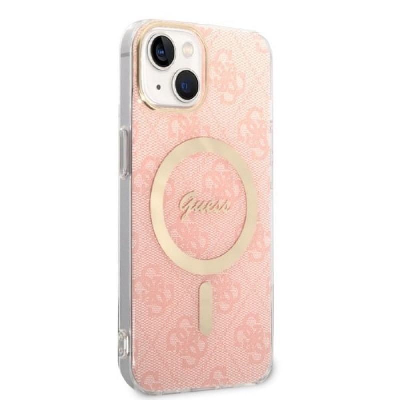 Guess GUBPP14MH4EACSP ümbris + juhtmeta laadija Apple iPhone 14 Plus / iPhone 15 Plus, roosa, kõvakest, 4G Print, MagSafe