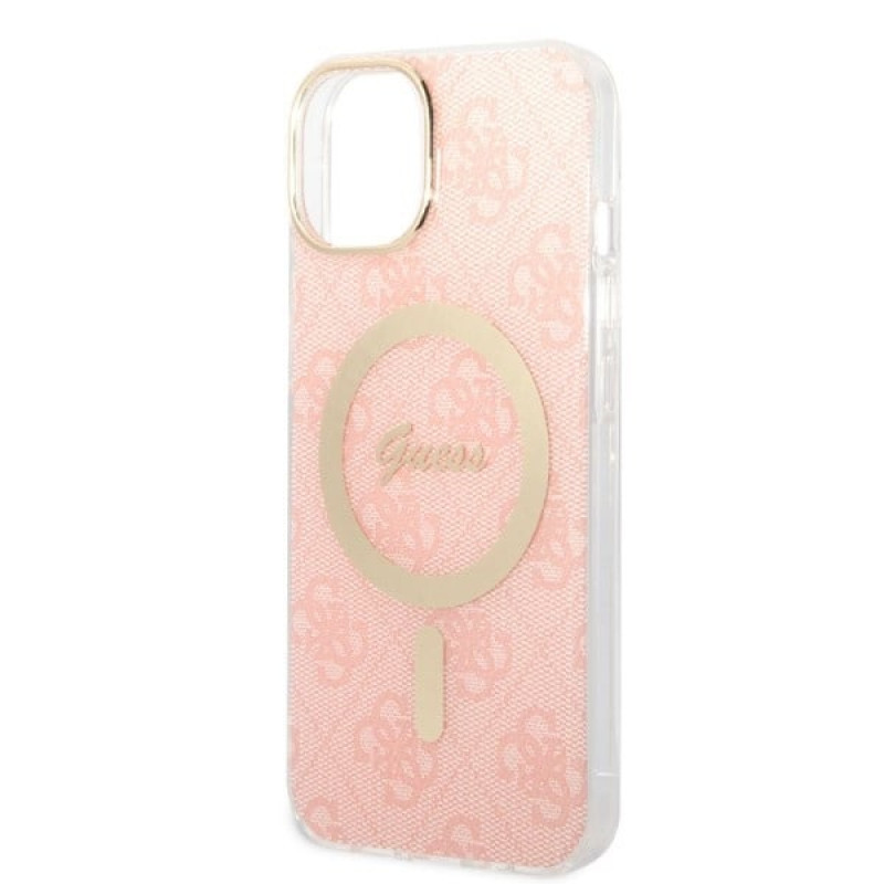 Guess GUBPP14MH4EACSP ümbris + juhtmeta laadija Apple iPhone 14 Plus / iPhone 15 Plus, roosa, kõvakest, 4G Print, MagSafe