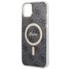 Guess GUBPP14MH4EACSK ümbris + juhtmevaba laadija Apple iPhone 14 Plus / iPhone 15 Plus must kõvaümbris, 4G Print, MagSafe