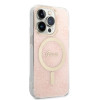 Guess GUBPP14LH4EACSP ümbris + juhtmeta laadija Apple iPhone 14 Pro roosa kõvakate, 4G Print, MagSafe
