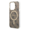 Guess GUBPP14LH4EACSW ümbris + juhtmeta laadija Apple iPhone 14 Pro pruun kõvakate, 4G Print, MagSafe