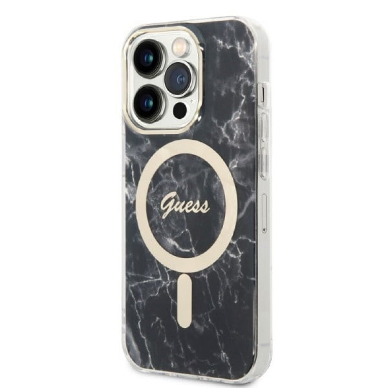 Guess GUBPP14XHMEACSK ümbris + juhtmeta laadija Apple iPhone 14 Pro Max must hardcase, Marble, MagSafe