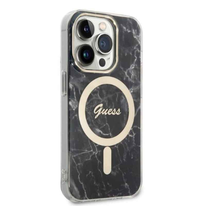Guess GUBPP14XHMEACSK ümbris + juhtmeta laadija Apple iPhone 14 Pro Max must hardcase, Marble, MagSafe