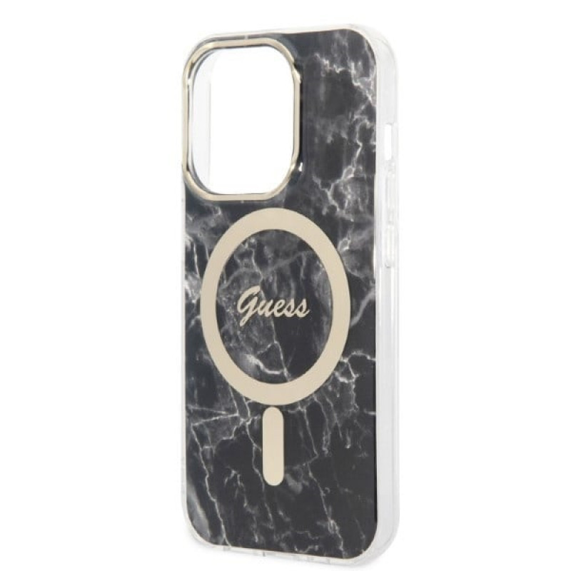 Guess GUBPP14XHMEACSK ümbris + juhtmeta laadija Apple iPhone 14 Pro Max must hardcase, Marble, MagSafe