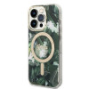 Guess GUBPP14LHJEACSA ümbris + juhtmeta laadija Apple iPhone 14 Pro roheline kõvaümbris, Jungle, MagSafe
