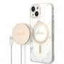 Guess GUBPP14MHMEACSH ümbris + juhtmevaba laadija Apple iPhone 14 Plus / iPhone 15 Plus, valge, hardcase, Marble, MagSafe
