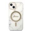Guess GUBPP14MHMEACSH ümbris + juhtmevaba laadija Apple iPhone 14 Plus / iPhone 15 Plus, valge, hardcase, Marble, MagSafe