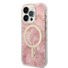 Guess GUBPP14LHJEACSP ümbris + juhtmevaba laadija Apple iPhone 14 Pro jaoks, Jungle, roosa kõva ümbris, MagSafe