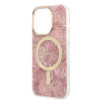 Guess GUBPP14LHJEACSP ümbris + juhtmevaba laadija Apple iPhone 14 Pro jaoks, Jungle, roosa kõva ümbris, MagSafe
