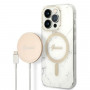 Guess GUBPP14LHMEACSH ümbris + juhtmeta laadija Apple iPhone 14 Pro valge hardcase, Marble, MagSafe