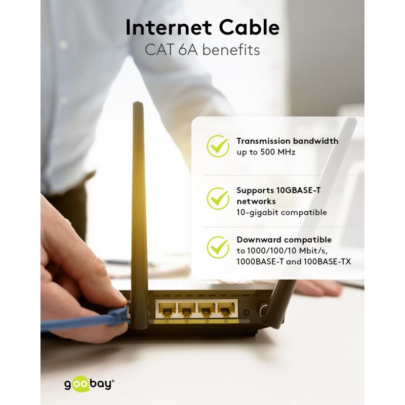 Goobay CAT 6A ühenduskaabel S/FTP (PiMF), 5 m, hall, 10 tk komplekt, vasest soon (CU), halogeenivaba mantel (LSZH)