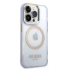 Guess GUHMP14XHTCMU Apple iPhone 14 Pro Max lilla kõvakate, Gold Outline Translucent, MagSafe