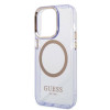 Guess GUHMP14XHTCMU Apple iPhone 14 Pro Max lilla kõvakate, Gold Outline Translucent, MagSafe