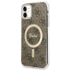 Guess GUBPN61H4EACSW ümbris + juhtmevaba laadija Apple iPhone 11 jaoks, 4G Print, pruun kõva ümbris, MagSafe